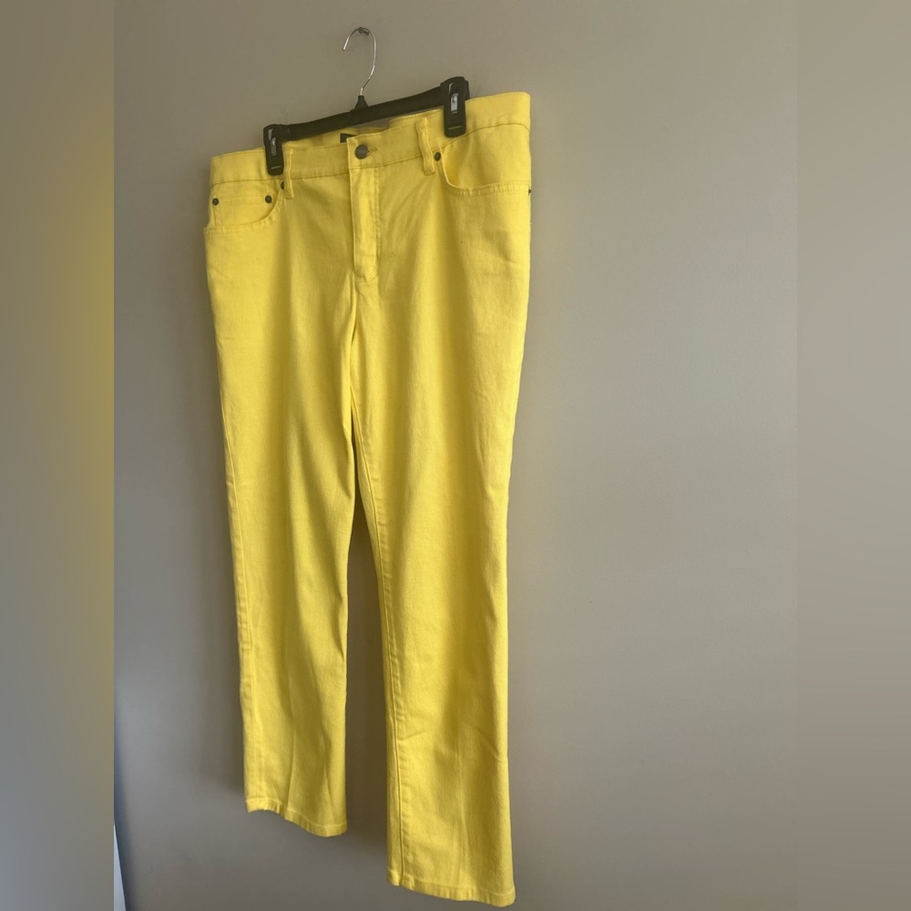 Lauren Ralph Lauren | Sunny Canary Yellow Jeans, Straight Ankle Pants, Size 16W - Picture 3 of 8